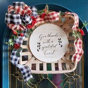 Give Thanks with a Grateful HeartTobacco Wreath/Door Hanger